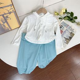 Clothing Sets 2023 Spring Autumn Korean Kids Baby Girls 2PCS Clothes Set Cotton Long Sleeve Tops Blue Pants Suit Toddler Outfits 230731