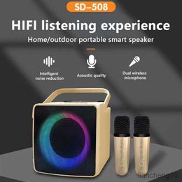 Portable Speakers Home Portable Bluetooth Dual Wireless Microphone Live TV FM radio card Subwoofer Music Centre Audio R230731