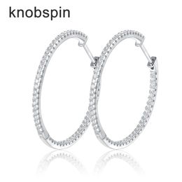Stud KNOBSPIN Loop Earrings for Women 925 Sterling Sliver 1 2mm D vvs1 Lab Grown Diamond Ear Studs Fine Jewellery Gift 230729