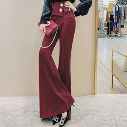 Women's Pants Flare Vintage Women Clothing Korean Style Harajuku High Waist Wide Leg Trousers Fashion Gothic Hippie Pantalones De Mujer