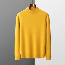 Men's Sweaters MVLYFLRT 2023 Autumn Winter Solid Colour Long Sleeves Men Thickened Half Turtleneck Merino Wool Pullover Knit Casual Sweater