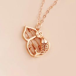 Chains In Classic 585 Purple Gold Necklace For Women Plated 14K Rose Gourd Hollow Out Chinese Elements Abacus Fashion Pendant