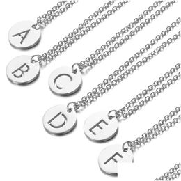 Pendant Necklaces 26 Initial Letter Women Choker Design A-Z Alphabets Stainless Steel Fashion Jewelry Gifts For Men Girls Drop Deliver Dhev7