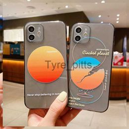 Cell Phone Cases Gradient Planet Suitable For iPhone12 Mobile Phone Case 13mini Personality 11Pro Simple 11 Transparent Black Max Protective Cove x0731