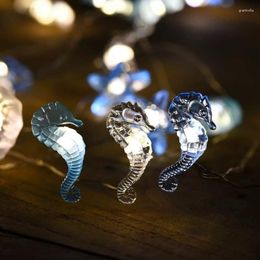 Cluster Rings 2m 20LED Seashell Starfish Sea String Lights Battery Powered Fairy Under Theme Wedding Birthday Party Decor