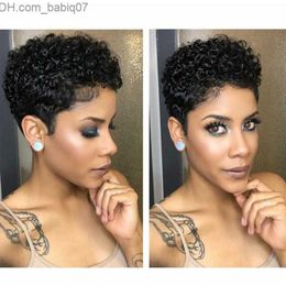 Synthetic Wigs New hot short kinky curly wigs soft brazilian Hair African Ameri Simulation human hair kinky curl wig for women Z230731