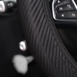 Steering Wheel Covers 3pcs/set 37-38cm Stripe Breathable Carsteering Cover Elastic Handbrake Shift Universal Car Interior