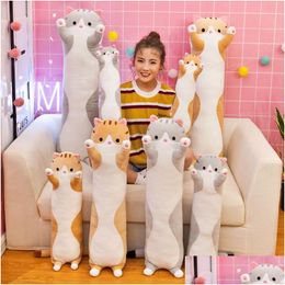 Cushion/Decorative Pillow 50Cm Cute Soft Long Cat Stuffed Plush Toys Office Nap Home Comfort Cushion Decor Gift Doll Child Drop Deli Dhqk5