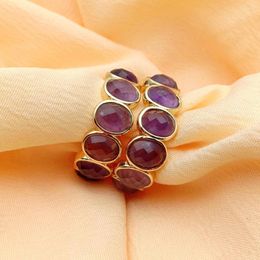 Hoop Earrings YYGEM Fashion Gemstone Stud Earring Women Girl Friend Gift Natural Purple Amethyst
