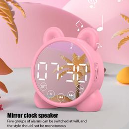 Mini Speakers Bluetooth Alarm Clock Children's Speaker Candy Color Mini Wireless Stereo Surround Sound Box Digital Display Speaker