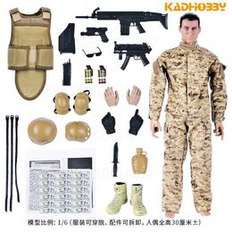 Action Toy Figures 1/6 Action Figure Military Army 30cm Combat Swat Soldier With Gun Forces Model Toys 230729