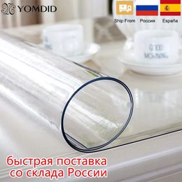 Table Cloth Soft Glass Tablecloth Transparency PVC table cloth Waterproof Oilproof Kitchen Dining table cover for rectangular table 230731