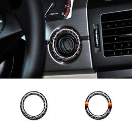 Ignition Key Circle Decoration Cover Trim For Mercedes Benz C class W204 200 260 300 2011-2014 Carbon Fiber Car Accessories269F