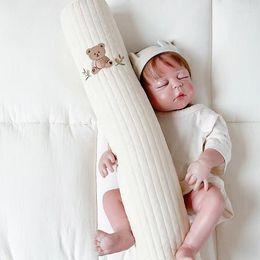 Pillow Ins Korea Baby Cotton Multifunctional Sleeping Throw Born Bear Embroidery Breathable Cylindrical