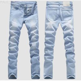 Men's Jeans Stretch Sky Blue Fashion Business Casual Man Trousers Slim Comfortable Men PantsMen's L230731