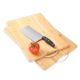 Chopping Blocks Jaswehome Natural Bamboo Cutting Board Metal Handle Wood Serving Meat Cheese Borads Chop Kicthen Drop Delivery Home Ga Dhqwk