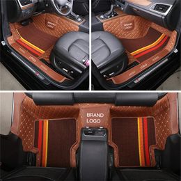 Custom Fit Car Floor Mat Waterproof Leather ECO friendly Material Specific For Car Double Layers Full set Carpet With Borders Logo335W