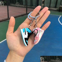 Keychains Lanyards Creative 3D Mini Basketball Shoes Stereoscopic Model Sneakers Enthusiast Souvenirs Keyring Car Backpack Pendant G Ot5Rg