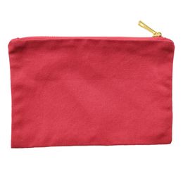 burgundy 6x9in 12oz cotton canvas makeup pouch with gold lining gold zip solid cosmetic bag