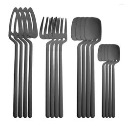 Dinnerware Sets 4People Black Matte Cutlery Set 18/10 Stainless Steel Knife Fork Spoon Dinner Kitchen Flatware Tableware