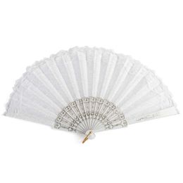 Chinese Style Products Luxury white lace folding fan double layer wedding role-playing party home decoration fan ancient bride's hand fan