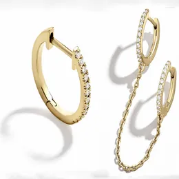 Hoop Earrings Small For Women Girls Luxury Unique Design Copper Metal Chain Rhinestone Party Accessories Christmas Jewelry Gifts