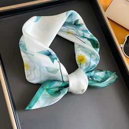 Scarves Mulberry Silk Scarf Women Summer Beach Hearwear Bandana Foulard Elegant Lady Soft Neckerchief Small Square 53 53cm