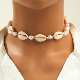 Choker Boho Summer Imitation Pearl Necklaces Bohemian Natural Shell Necklace For Women Seashell Beach Jewelry Collar