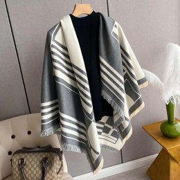 Scarves Warm Faux Cashmere Women's Scarf Winter Shawl Wrapped In Thick Blanket With Square Fringe 2023