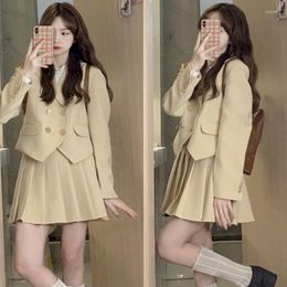 Two Piece Dress UNXX Sets Women Skirt Blazer College Style Korean Version Suit Pleated 2-piece Female 2023 Spring Autumn