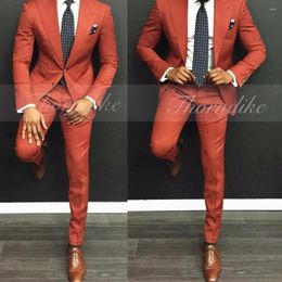 Men's Suits Thorndike 2023 Formal Orange Single Breasted Suit Customized Business Prom Wedding 2 Pcs Set (Jacket Pant)