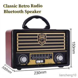 Portable Speakers Wooden Portable Wireless Radio Bluetooth Retro High Stereo AM FM Radio Card Player R230731