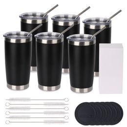 Tumblers USA warehouse6 Pack 20oz Tumbler with Lid And Metal Straw Cup Bulk Vacuum Insulated Double Wall Coffee Powder Coated Mug 230729