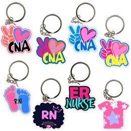 10 Pcs/Lot Fashion Key Rings Nurse Accessories Medical Series Keychain CNA RN Nurse Scrub Life Acrylic Plastic Key Rings