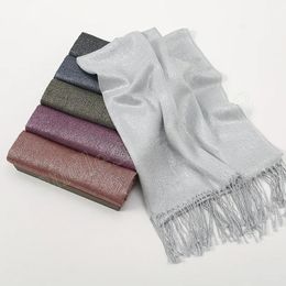 New Glitter Shimmer Scarf Shawls With Fringes Muslim Hijab Wrap Pashminas Stole Luxury Headscarf Wraps Foulard Headband