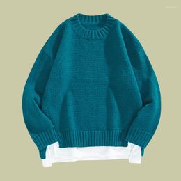 Men's Sweaters Solid Men Knitted Pullover 2023 Autumn Casual Warm Thick Loose Sweater Man Japanese Style Ribbed Hem Winter Mens Clothes