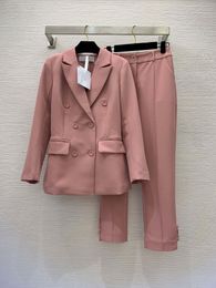 2023 Designer Elegant Fashion Women Business Trousers Suit Office Slim Vintage Formal Blazer Pantsuits Breasted Suit