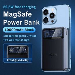 Cell Phone Power Banks 10000mAh Magnetic Power Bank 22.5W Magsafing Fast Charging External Battery For Iphone13 Portable Powerbank With Digital Display L230731