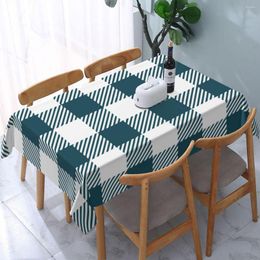 Table Cloth Teal Blue White Plaid Tablecloth Waterproof Party Home Decoration Rectangular Cover For Dinning Oil-proof