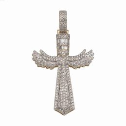 Designer JewelryFactory Custom Hip Hop Iced out Angel Wings Cross Design Pendant S925 Silver 9k 10k 14k 18k Gold Moissanite Diamond Pendant