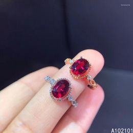 Cluster Rings KJJEAXCMY Fine Jewellery S925 Sterling Silver Inlaid Natural Garnet Girl Vintage Gemstone Ring Support Test Chinese Style