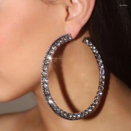 Hoop Earrings Stonefans 80mm Large Circle Crystal For Women Round Shape Shiny Rhinestone Big Jewellery Party Accessories