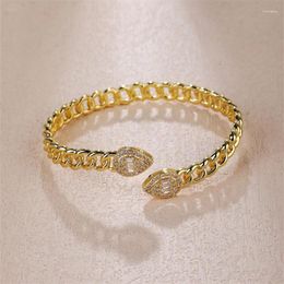 Bangle 2023 Luxury Hiphop Iced Out Bling Opened Sparking CZ Heart Bracelet Gold Color Butterfly Oval Charm For Men Women Jewelry