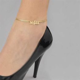 Custom Name Anklet for Womens Cuban Chain Beach Barefoot Bracelet Bohemian Jewellery 2023 Summer Accessories Birthday Gifts 230719