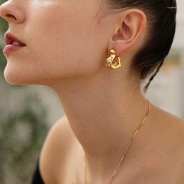 Stud Earrings Timeless Wonder Brass Hammered Geo Lava For Women Designer Jewellery Punk Runway Goth Rare Kpop Top Gift Prom 8422