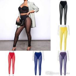 2023 Calças Femininas da Moda Sexy Cintura Alta Transparente Mesh Scrunch Butt Leggings Femininas Com Calcinha