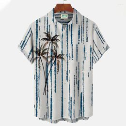 Men's Casual Shirts Coconut Tree Shirt For Men Summer Short Sleeve Male Clothing Fashion Lapel Button Top Beach Holiday Harajuku Blouse