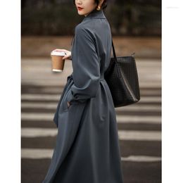 Women's Trench Coats Coat For Women Spring Autumn Clothes 2023 Lantern Sleeve Mid-length Korean Jackets Abrigos