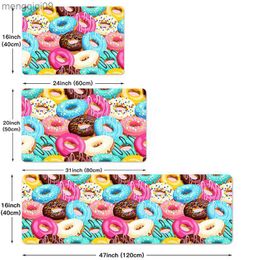 Carpets Doughnut Print Kitchen Mat Entrance Doormat Dessert Printed Kitchen Rug Home Floor Balcony Anti-Slip Carpet Home Decor R230731