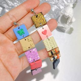 Stud Earrings 2023 Fashion Creative Soft Ceramic Splicing For Women Girls Colorful Personality Handmade Geometric Gifts